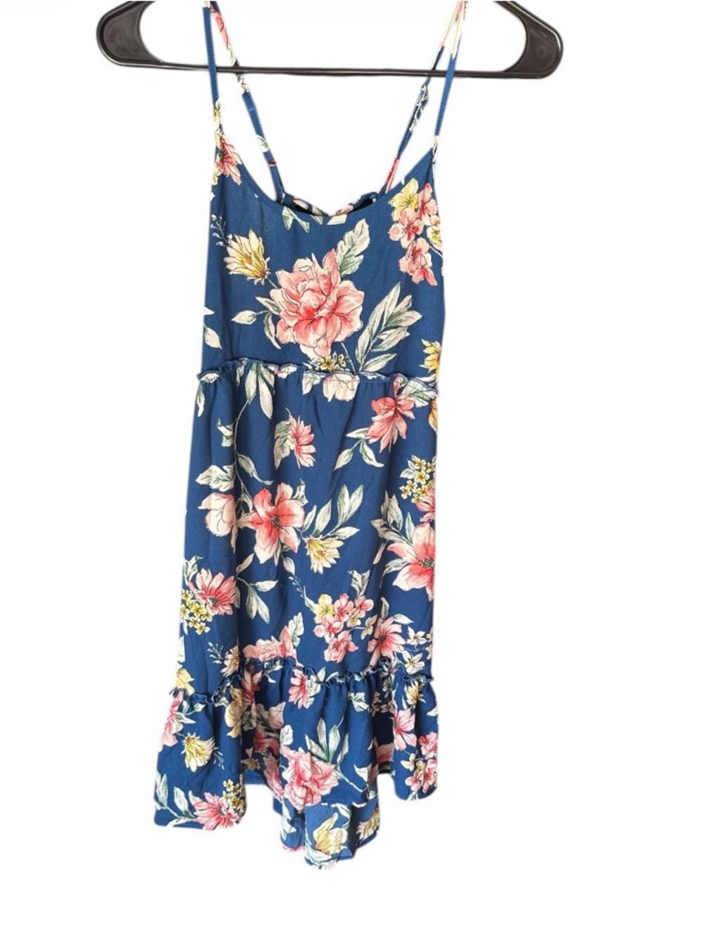 Blue Floral Spaghetti Strap Sundress
